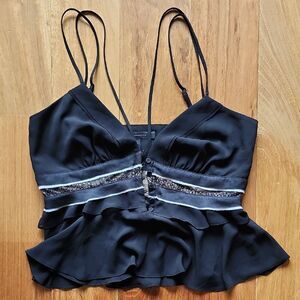 BCBGMaxAzria Black Camisole with Sparkling Details- Women's Size Small (NWT)
